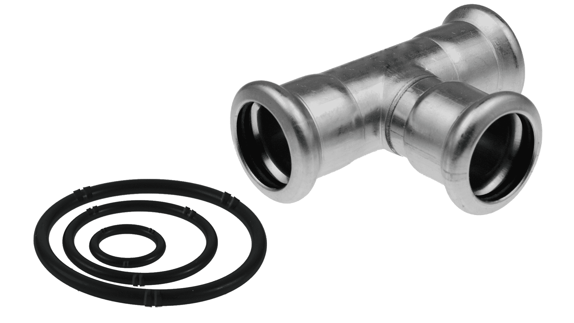 KAN-therm - Система Sprinkler Inox - З'єднання фітингів з трубами залишаються герметичними завдяки високоякісним ущільнювальним кільцям з етиленпропіленового каучуку і триточковому хомуту профілю "М"